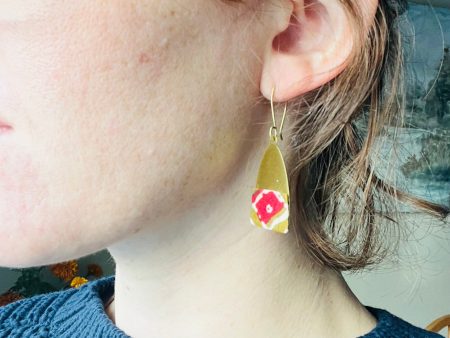 Red Bell Dangle Gold Earrings Supply