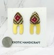 Sunrise Arches- Hand-Painted Fabric Dangle Modern Gold Earrings Discount