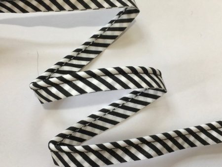 1 2  Black and White Stripe Piping 50 YD Bulk Spool Online Sale