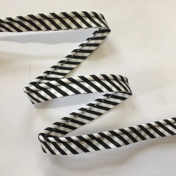 1 2  Black and White Stripe Piping 50 YD Bulk Spool Online Sale