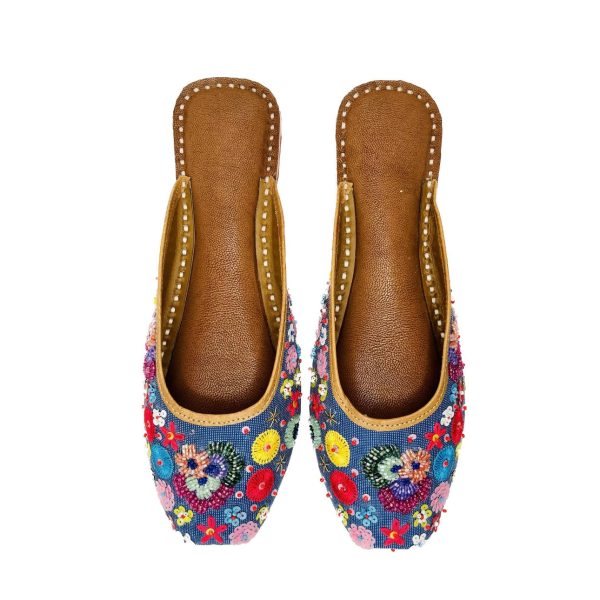 Blue Garden Flats Mule Shoes on Sale