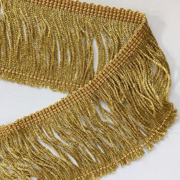 NEW!!  4  Stretch Metallic Gold Chainette Fringe For Sale