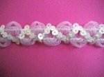 White Stretch Sequins Flower Trim3 4  BTY Online now