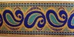 Paisley Metallic Jacquard Ribbon Trim Gold Blue 1.5  For Cheap