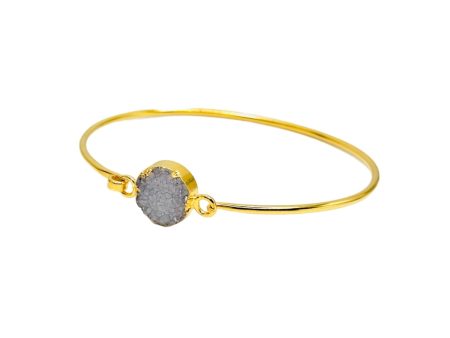 Cuff Bracelet Druzy Stone 18K Real Gold Plating- Adjustable Sale