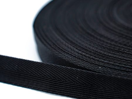 NEW!  1  Black Herringbone Webbing Polypropylene Hot on Sale