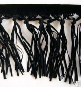 Wrights Faux Suede Knot Fringe Black 4  By the Yard For Discount