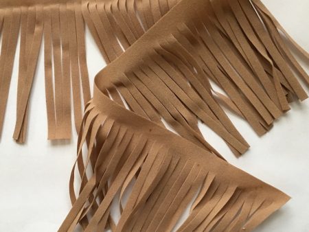 4  Tan Faux Suede Fringe 10 YD Hot on Sale