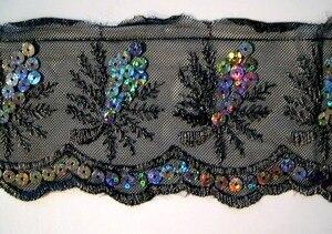 Black and Silver Sequins Trim 31 2  By The Yard Cheap