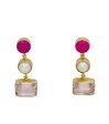 Pink Quartz Fresh Pearls Earring - 18K Gold Plated Online Hot Sale