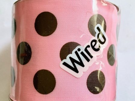 2.5  Wired Pink w Black PolkaDot Ribbon 5 YD Cheap