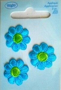 Small Green and Blue Flower Applique 3 Pkg For Discount