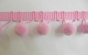 1  Lt Pink Pom Pom Ball Fringe Trim 18 YD For Sale