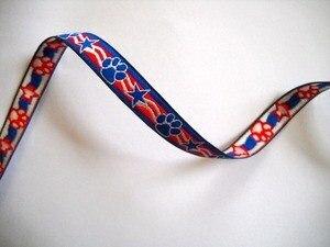 Paws and Stars Jacquard Ribbon Red White Blue By The Yard Online now