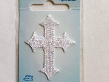 White Mini Cross Applique I O 2  x 1.5  Supply