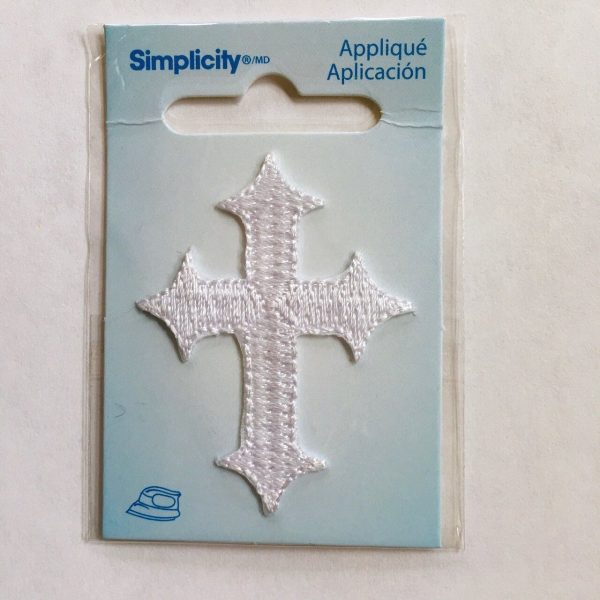 White Mini Cross Applique I O 2  x 1.5  Supply