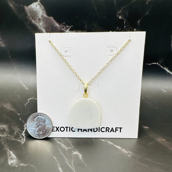 Sun Moon- White Marble and Gold Double sided Pendant Necklace For Discount