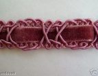 Velvet Ribbon Scroll Gimp Trim Sugar Plum Mauve 8 Yds For Sale