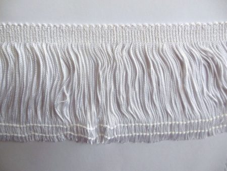 NEW!!   3  Stretch White Chainette Fringe Trim Rayon By The Yard For Sale