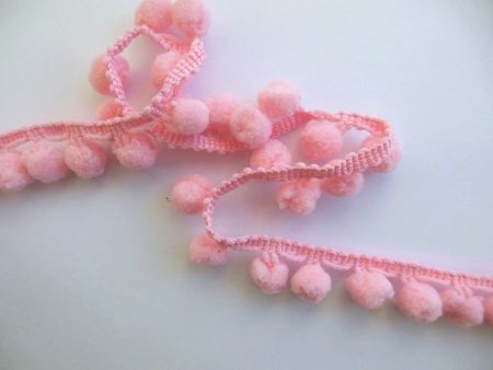 8 Yds Pompom Ball Fringe Trim Pink3 4  For Sale