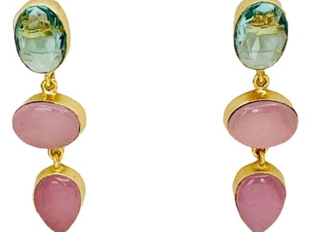 Pink Chalcedony Earrings - 18K Gold Plated on Sale