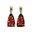 Printed Fabric Dangle Gold Earrings Cheap