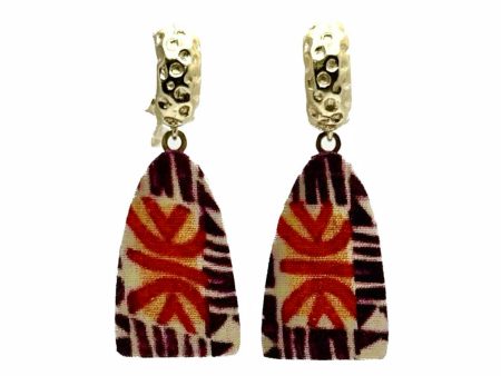 Printed Fabric Dangle Gold Earrings Cheap