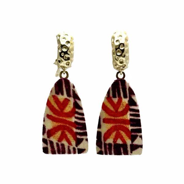 Printed Fabric Dangle Gold Earrings Cheap