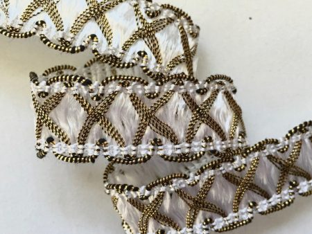 White and Metallic Gold Crossover Braid Trim 5 8  BTY Supply