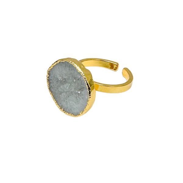 Window Druzy Stone 18K Real Gold Plating Ring Online Sale