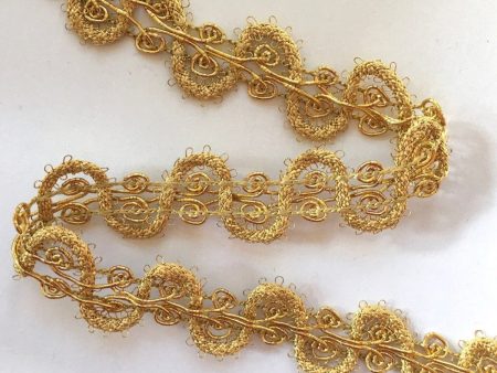 1  Metallic Gold Scroll Design Flat Braid Online Sale