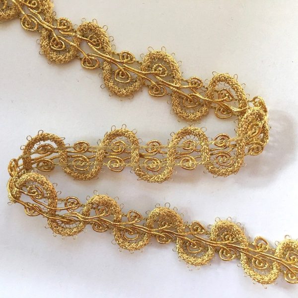 1  Metallic Gold Scroll Design Flat Braid Online Sale