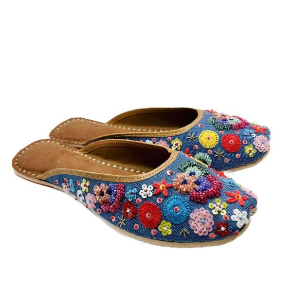 Blue Garden Flats Mule Shoes on Sale