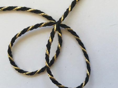 1 8  Black and Metallic Gold Cording 55 YD For Cheap