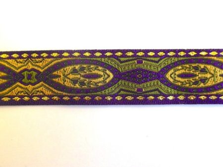 Purple Olive Gold Jacquard Ribbon 1  BTY Online Sale