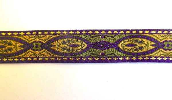 Purple Olive Gold Jacquard Ribbon 1  BTY Online Sale