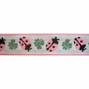 Pink Ladybug Jacquard Ribbon Trim3 4  By The Yard Supply