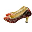 Orange Gold Flower Pearl Heels on Sale