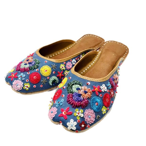 Blue Garden Flats Mule Shoes on Sale