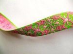 Pink On Lime Green Woven Ribbon 1  Online Sale