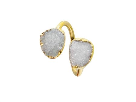 Double Adjustable Druzy Stone 18K Real Gold Plating Ring Online