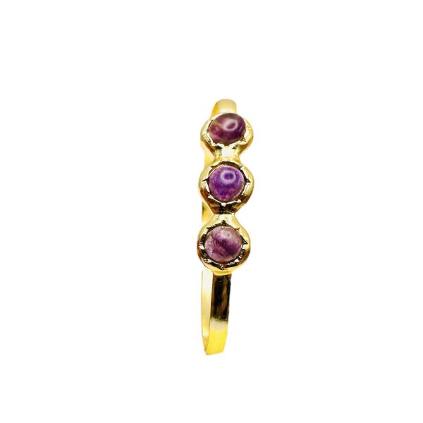 Cuff Bracelet Amethyst 18K Real Gold Plating- Adjustable For Sale