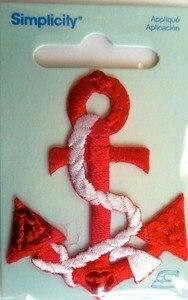 Red Anchor Applique w Sequins Iron On Hot on Sale