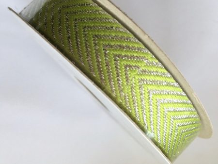 1 2  Apple Green and Metallic Silver Ribbon 9 FT Online Sale