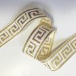 1  White and Metallic Gold Greek Key Ribbon BTY Online Hot Sale