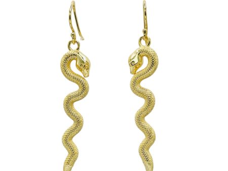 Snake Charm 18K Gold Plated Dangle Earrings Supply