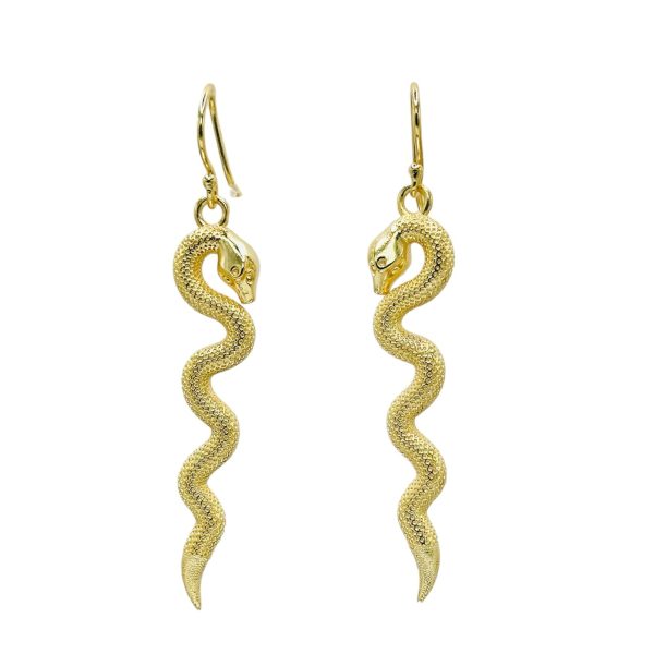 Snake Charm 18K Gold Plated Dangle Earrings Supply