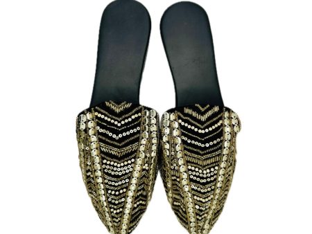 Sparkling Black Mule Flat Shoes For Cheap