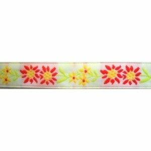 Red Yellow and Green Floral Jacquard Ribbon 5 8  For Cheap