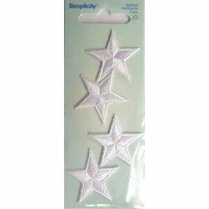 White Stars Applique Iron On 4 Per Pkg. on Sale